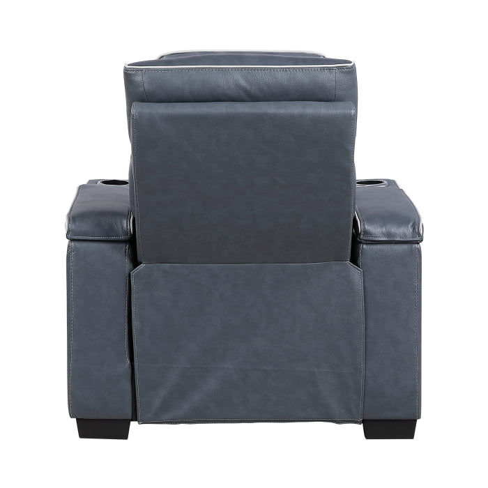 Cyber Power Reclining Chair with Power Headrest, Cup holder, Storage Arms(Top and Side), Air Massage, Heat, LED Lighting and Charging Ports (8344BUE-1PWHM)