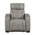 Cyber Power Reclining Chair with Power Headrest, Cup holder, Storage Arms(Top and Side), Air Massage, Heat, LED Lighting and Charging Ports (8344GRY-1PWHM)