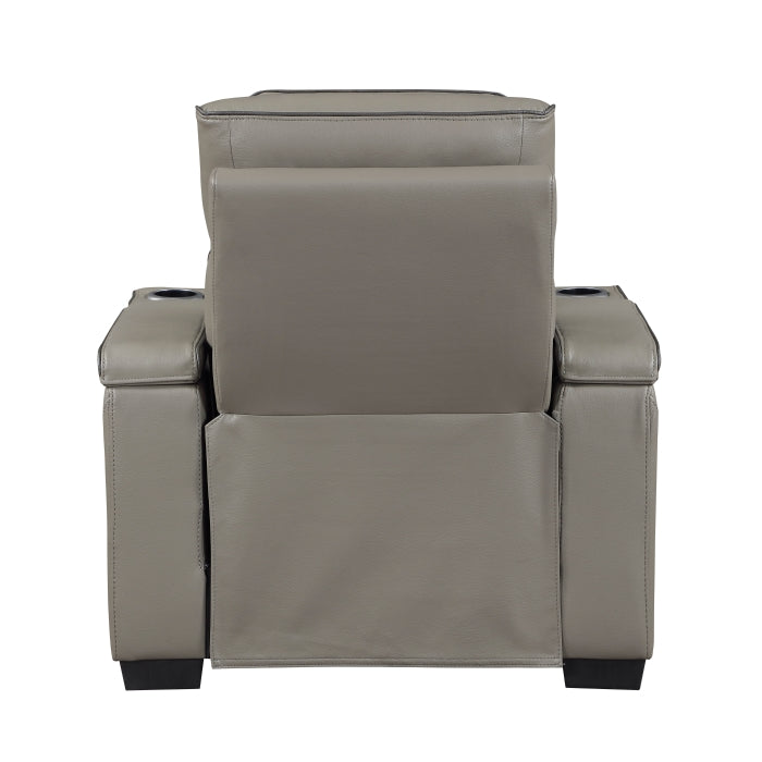 Cyber Power Reclining Chair with Power Headrest, Cup holder, Storage Arms(Top and Side), Air Massage, Heat, LED Lighting and Charging Ports (8344GRY-1PWHM)