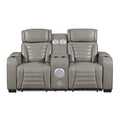 Cyber Reclining Loveseat with Center Console — Gray Power