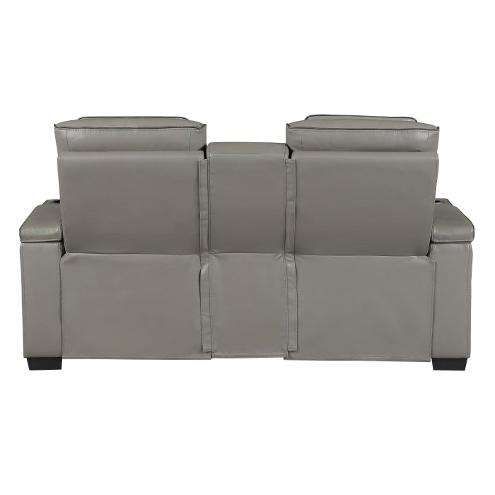 Cyber Reclining Loveseat with Center Console — Gray Power