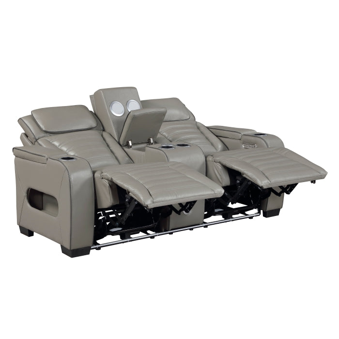 Cyber Reclining Loveseat with Center Console — Gray Power