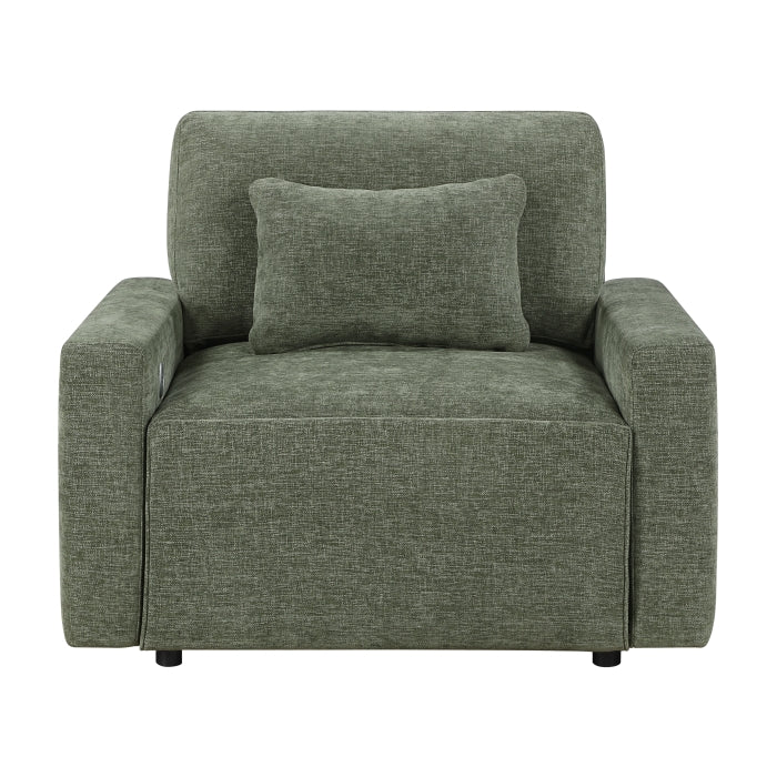 Cumulus Convertible Sleeper Chair with Charging Ports (8345GRN-1)