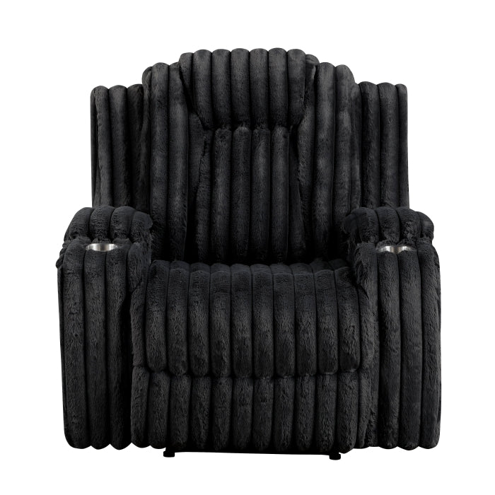 Phyllis Reclining Chair with Cup Holders (8348BLK-1)
