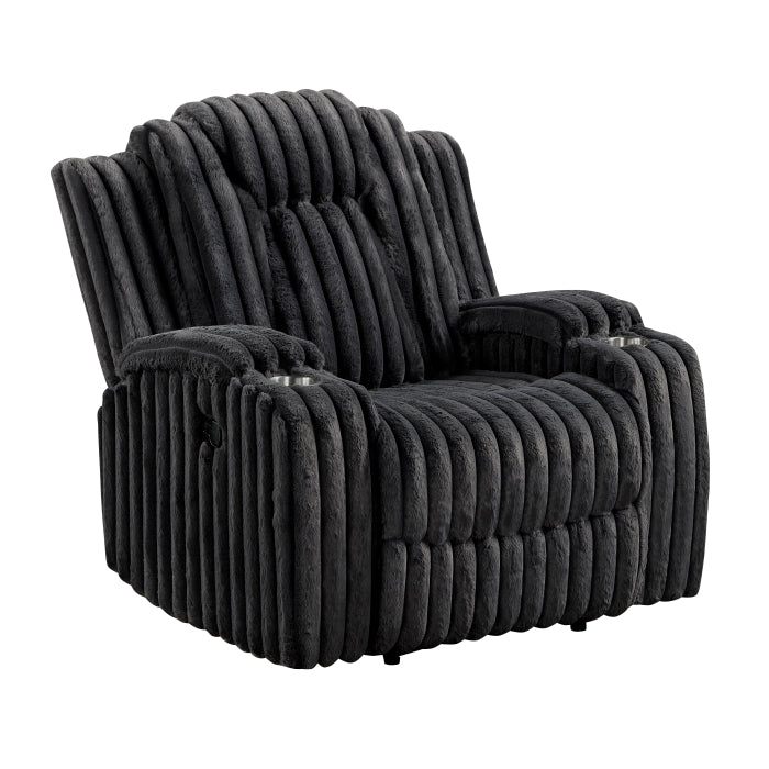 Phyllis Reclining Chair with Cup Holders (8348BLK-1)