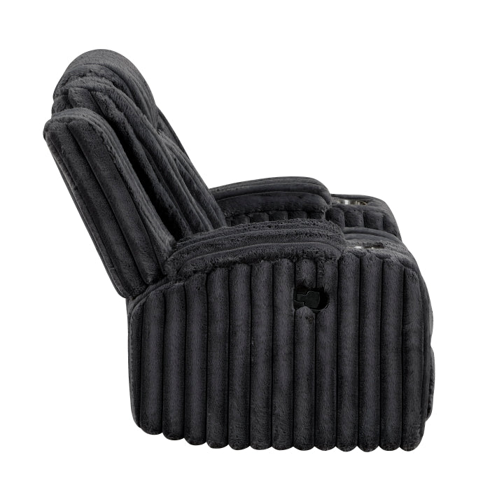 Phyllis Reclining Chair with Cup Holders (8348BLK-1)