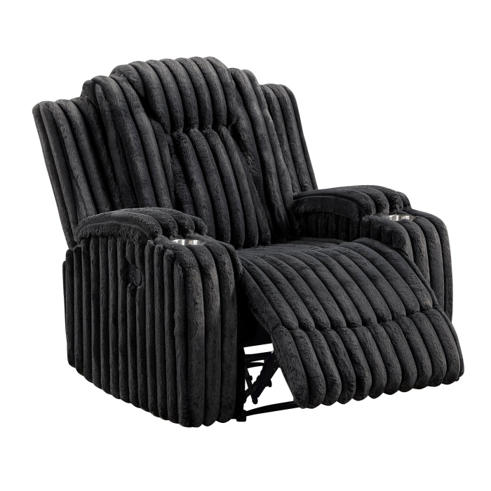 Phyllis Reclining Chair with Cup Holders (8348BLK-1)