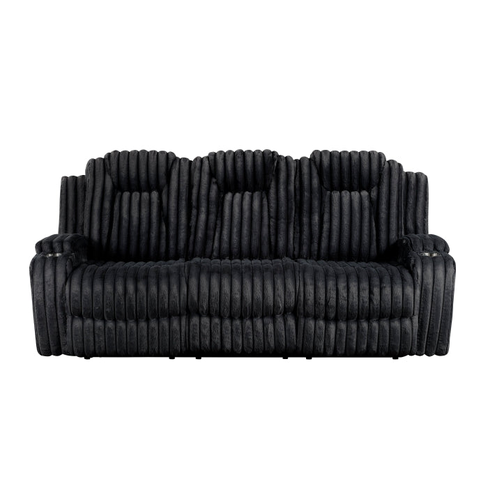 Phyllis Double Reclining Sofa with Cup Holders (8348BLK-3)