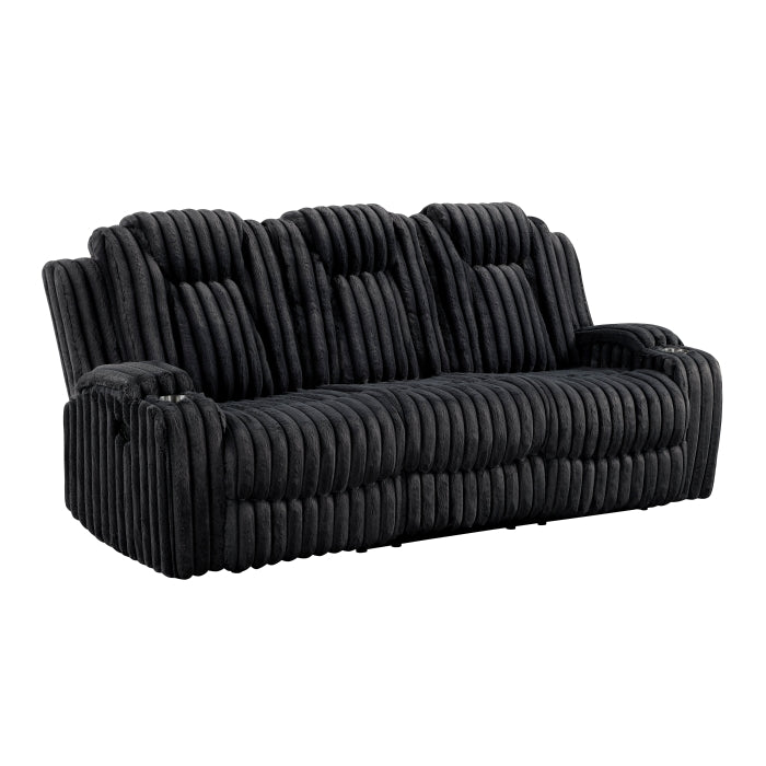 Phyllis Double Reclining Sofa with Cup Holders (8348BLK-3)