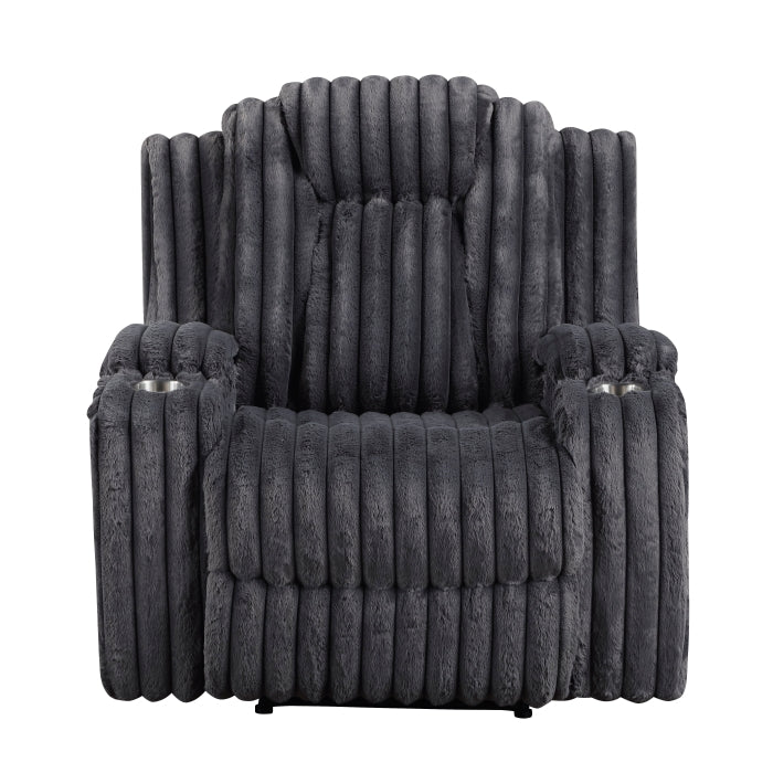 Phyllis Reclining Chair with Cup Holders (8348DGY-1)