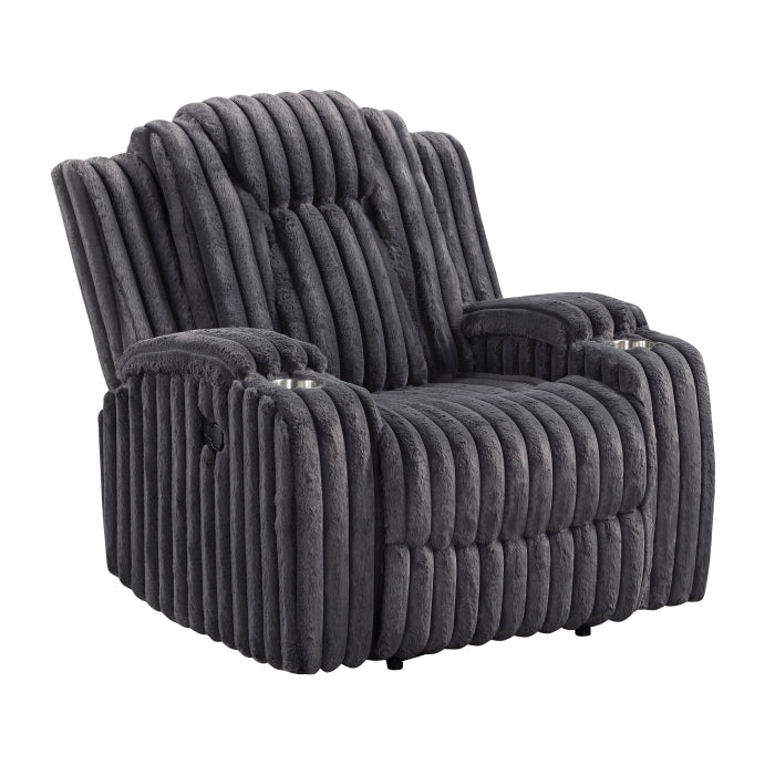 Phyllis Reclining Chair with Cup Holders (8348DGY-1)