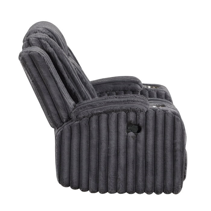 Phyllis Reclining Chair with Cup Holders (8348DGY-1)
