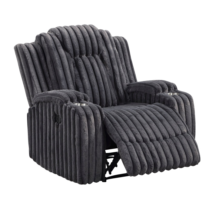 Phyllis Reclining Chair with Cup Holders (8348DGY-1)