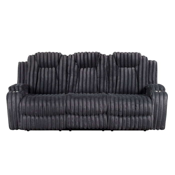 Phyllis Double Reclining Sofa with Cup Holders (8348DGY-3)