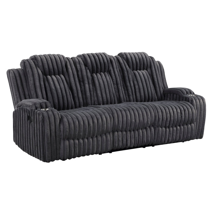 Phyllis Double Reclining Sofa with Cup Holders (8348DGY-3)