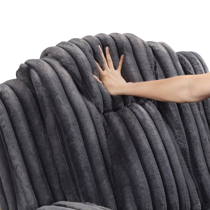 Phyllis Double Reclining Sofa with Cup Holders (8348DGY-3)