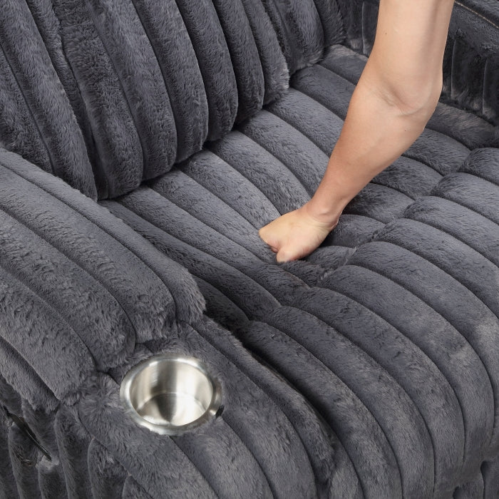 Phyllis Double Reclining Sofa with Cup Holders (8348DGY-3)