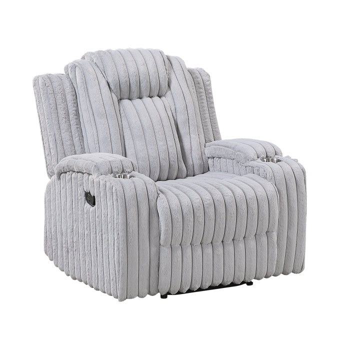 Phyllis Reclining Chair with Cup Holders (8348GRY-1)