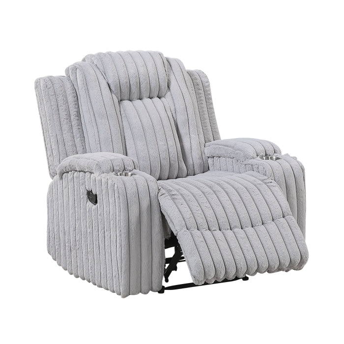 Phyllis Reclining Chair with Cup Holders (8348GRY-1)