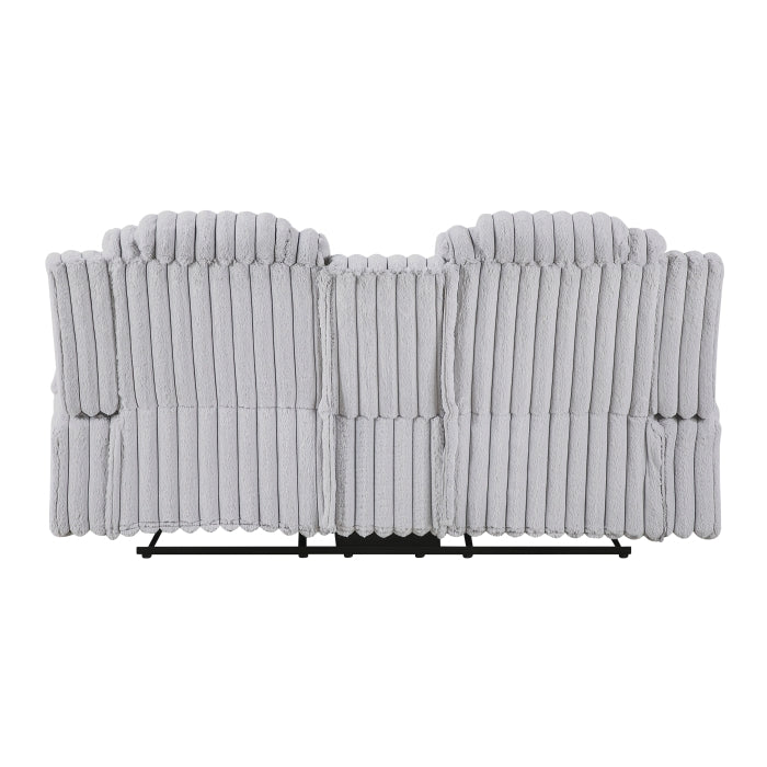 Phyllis Reclining Loveseat with Center Console — Light gray Manual