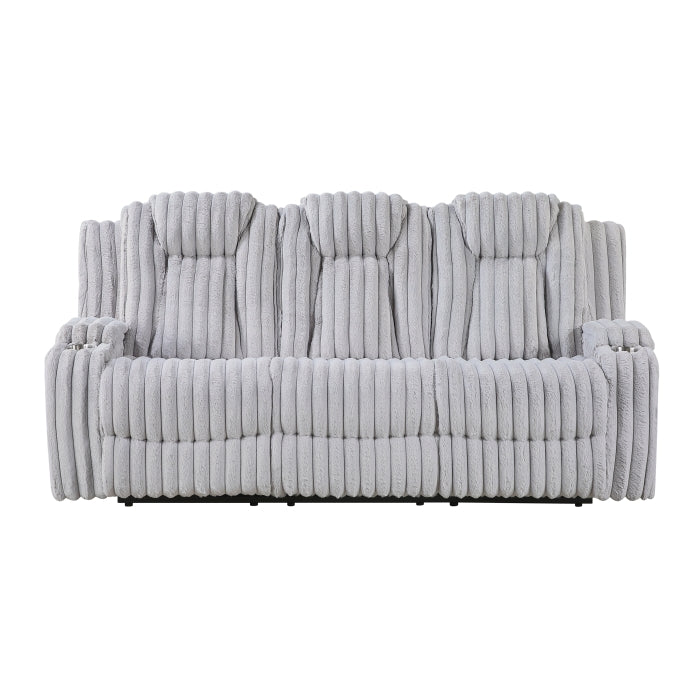 Phyllis Double Reclining Sofa with Cup Holders (8348GRY-3)