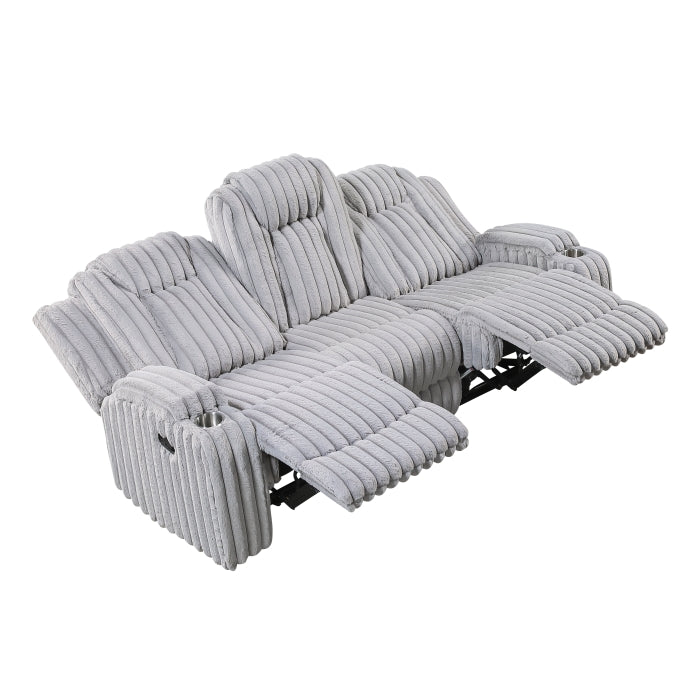 Phyllis Double Reclining Sofa with Cup Holders (8348GRY-3)
