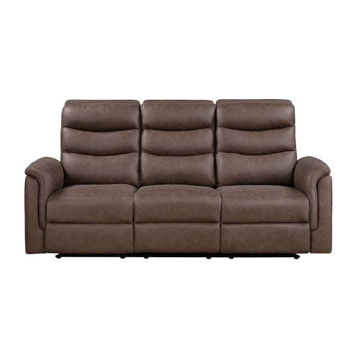 Metric Double Reclining Sofa with Drop-down Cup Holders (8360BRW-3)