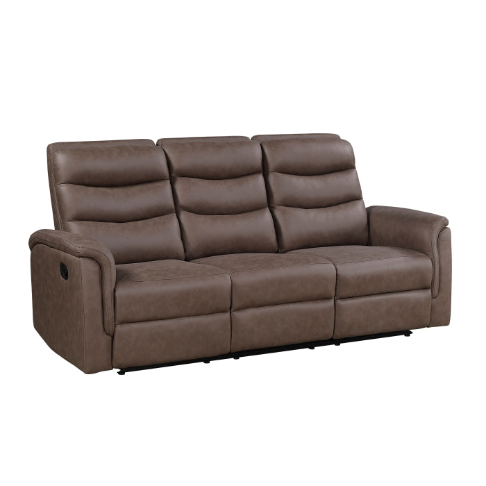 Metric Double Reclining Sofa with Drop-down Cup Holders (8360BRW-3)