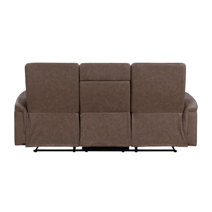 Metric Double Reclining Sofa with Drop-down Cup Holders (8360BRW-3)