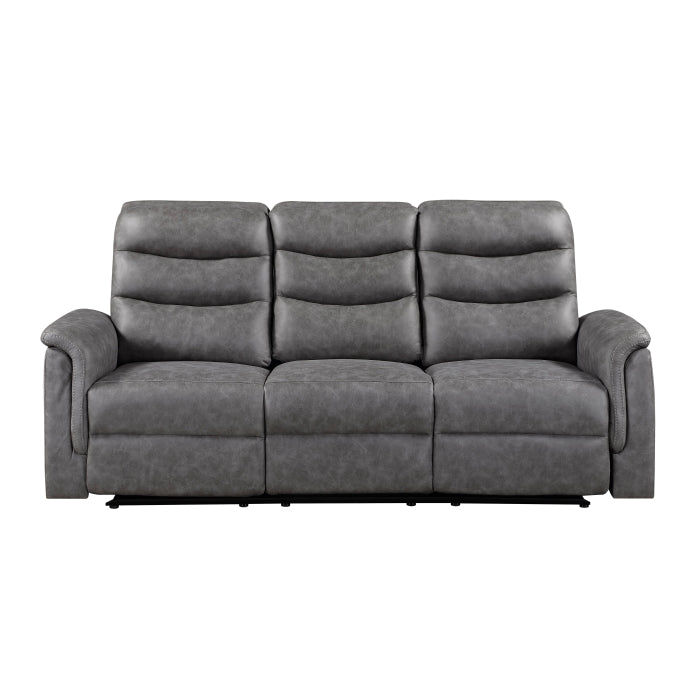 Metric Double Reclining Sofa with Drop-down Cup Holders (8360GRY-3)