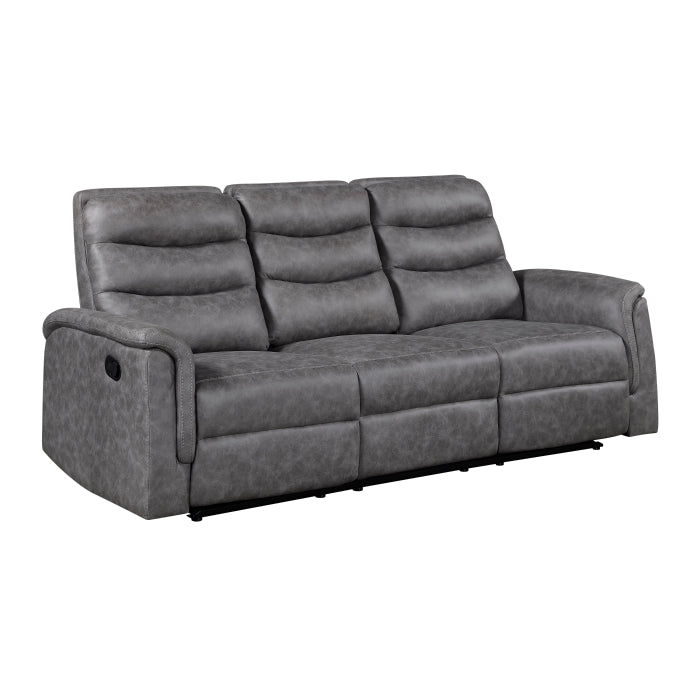 Metric Double Reclining Sofa with Drop-down Cup Holders (8360GRY-3)