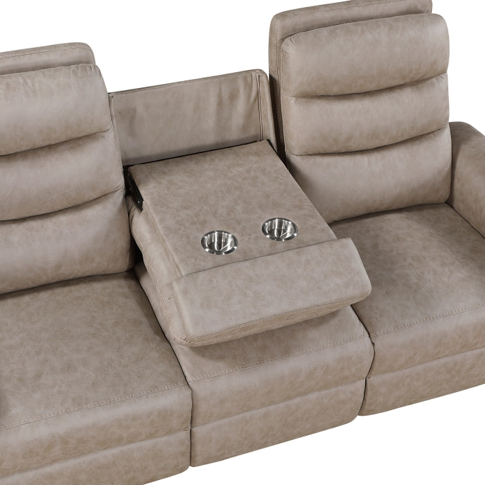 Metric Double Reclining Sofa with Drop-down Cup Holders (8360TPE-3)