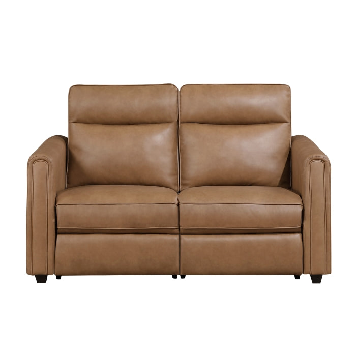 Equinox Power Reclining Loveseat with Rounded Arms — Brown Power