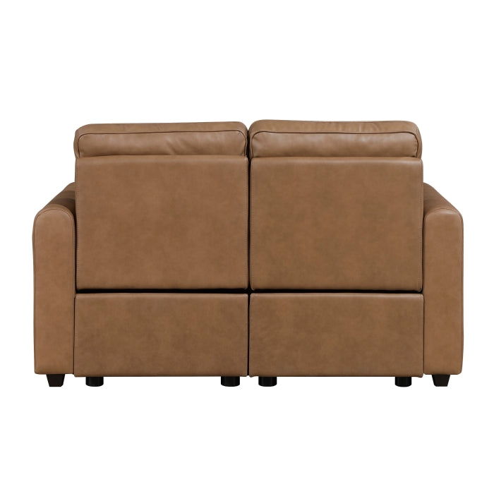 Equinox Power Reclining Loveseat with Rounded Arms — Brown Power