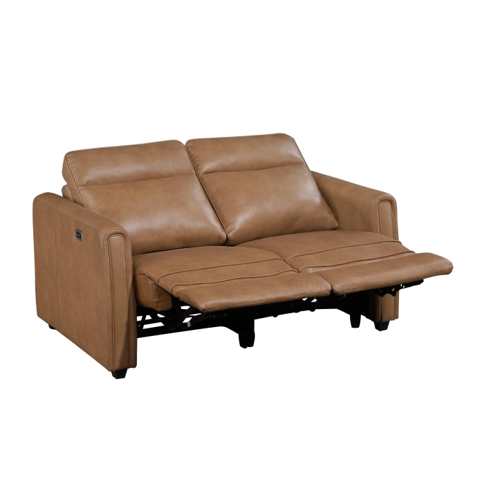 Equinox Power Reclining Loveseat with Rounded Arms — Brown Power