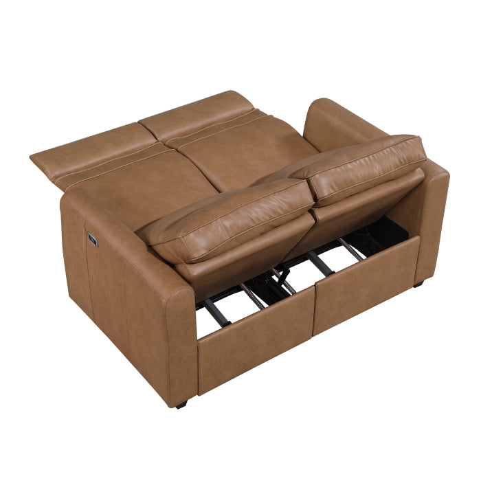 Equinox Power Reclining Loveseat with Rounded Arms — Brown Power