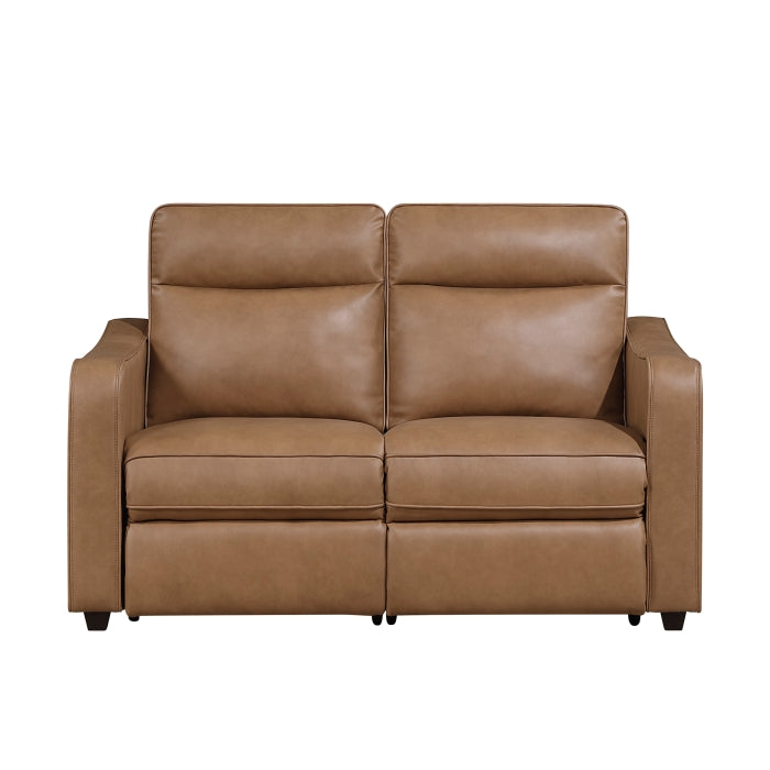 Equinox Power Reclining Loveseat with Curved Track Arms — Brown Power