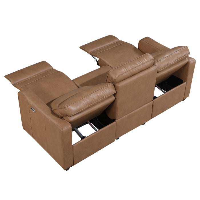 Equinox Power Double Reclining Sofa with Curved Track Arms (8368BRW-3A2PW*)