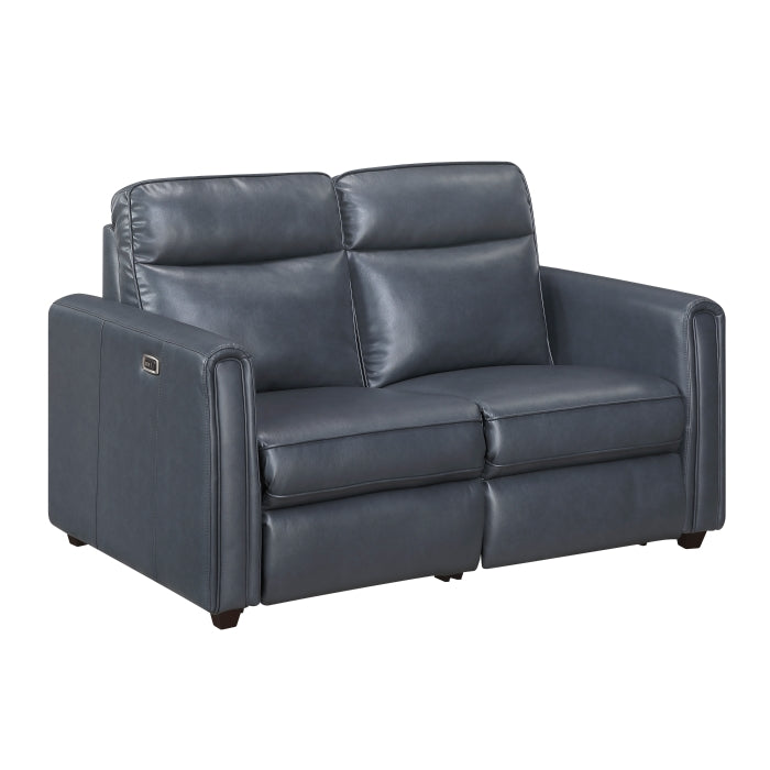 Equinox Power Reclining Loveseat with Rounded Arms — Navy Power