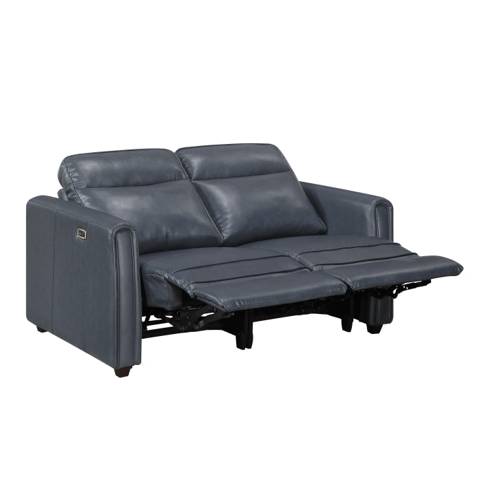 Equinox Power Reclining Loveseat with Rounded Arms — Navy Power