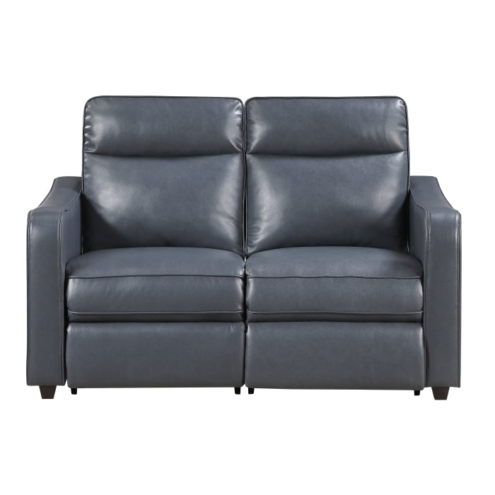 Equinox Power Reclining Loveseat with Curved Track Arms — Navy Power