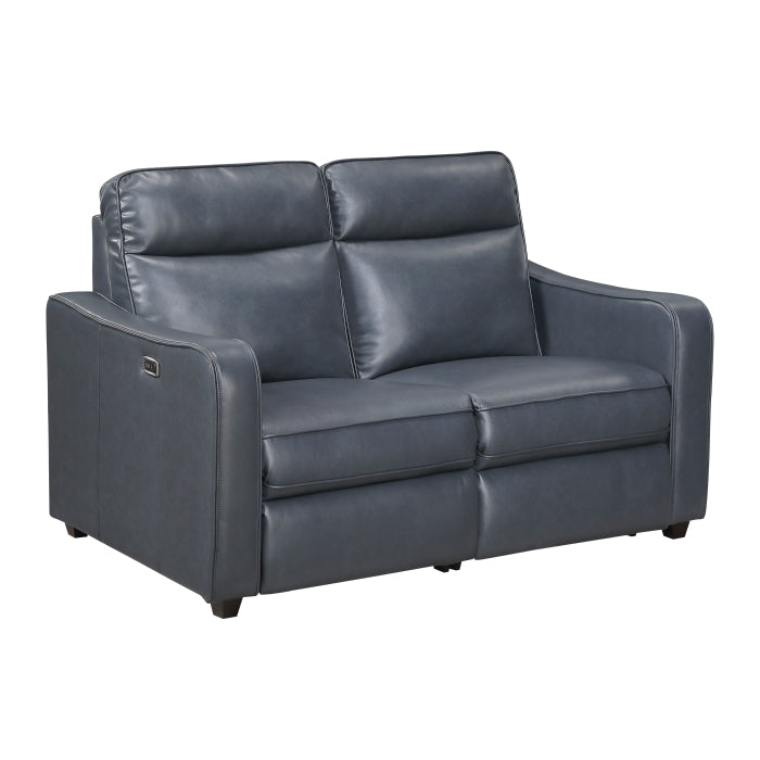 Equinox Power Reclining Loveseat with Curved Track Arms — Navy Power