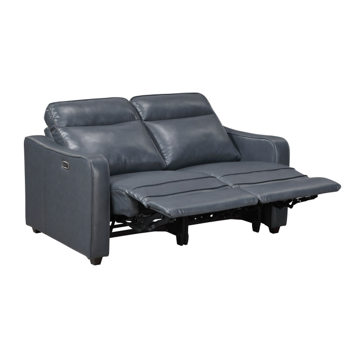 Equinox Power Reclining Loveseat with Curved Track Arms — Navy Power
