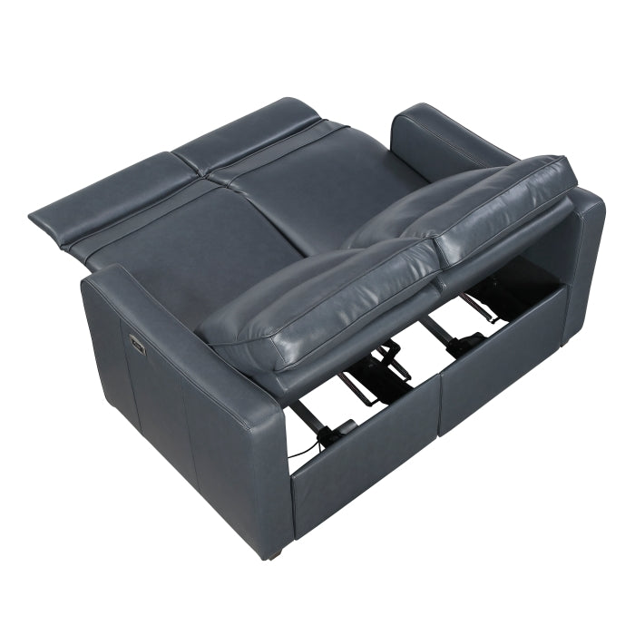 Equinox Power Reclining Loveseat with Curved Track Arms — Navy Power
