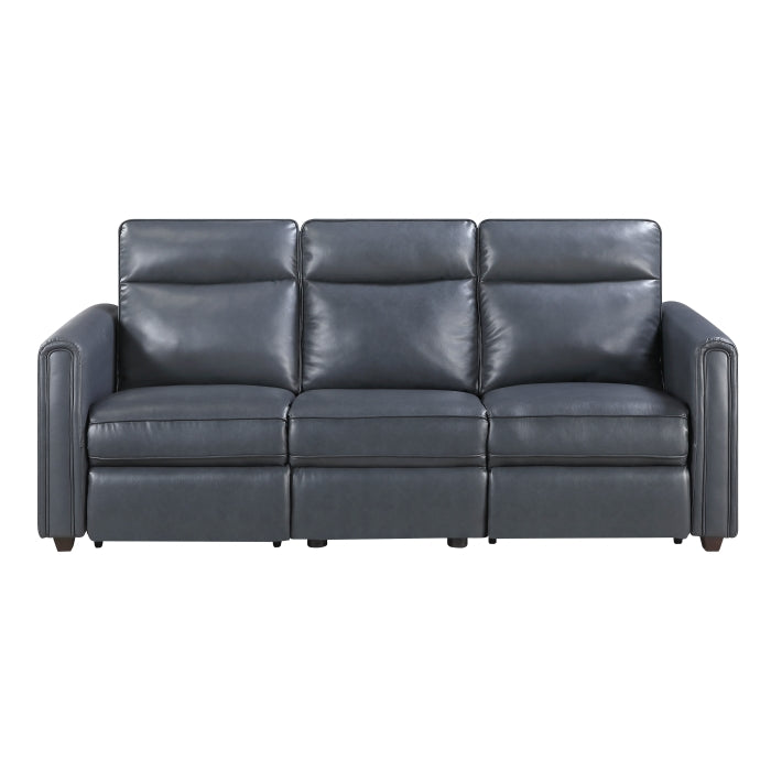 Equinox Power Double Reclining Sofa with Rounded Track Arms (8368NVY-3A1PW*)