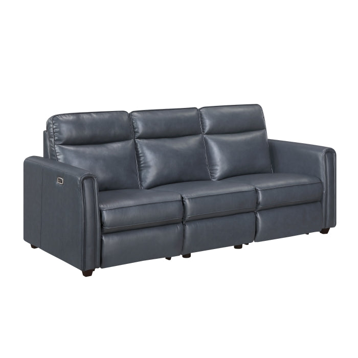 Equinox Power Double Reclining Sofa with Rounded Track Arms (8368NVY-3A1PW*)