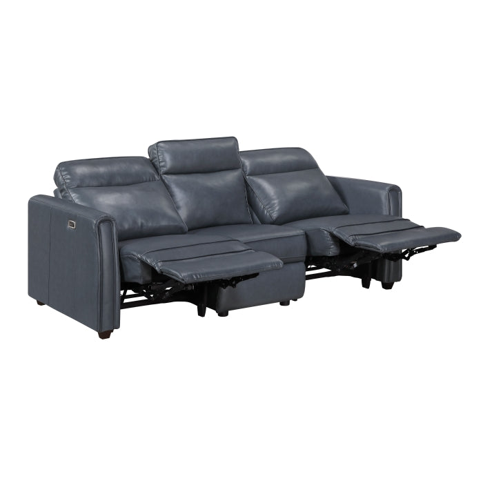 Equinox Power Double Reclining Sofa with Rounded Track Arms (8368NVY-3A1PW*)