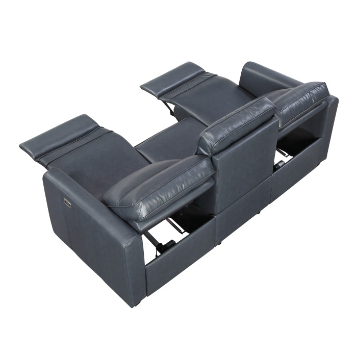 Equinox Power Double Reclining Sofa with Rounded Track Arms (8368NVY-3A1PW*)