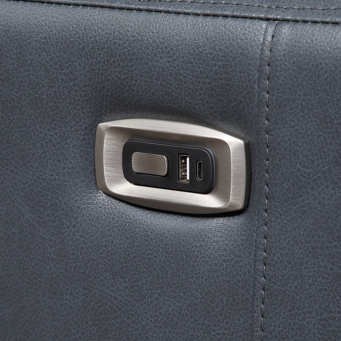 Equinox Power Double Reclining Sofa with Rounded Track Arms (8368NVY-3A1PW*)