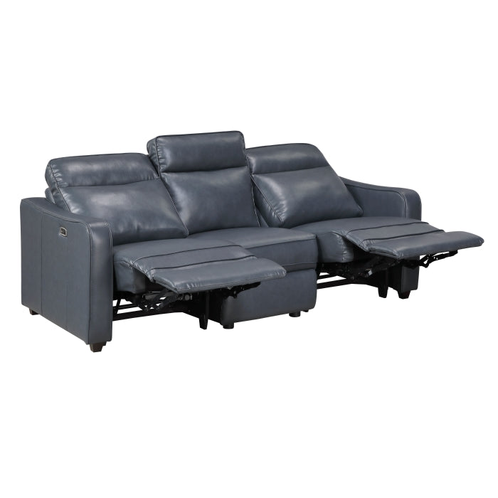 Equinox Power Double Reclining Sofa with Curved Track Arms (8368NVY-3A2PW*)